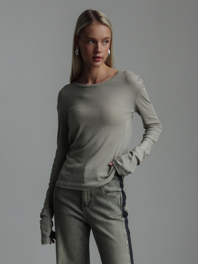 лонгслив (onesize (42-46RU), серая олива). Изображение № 1