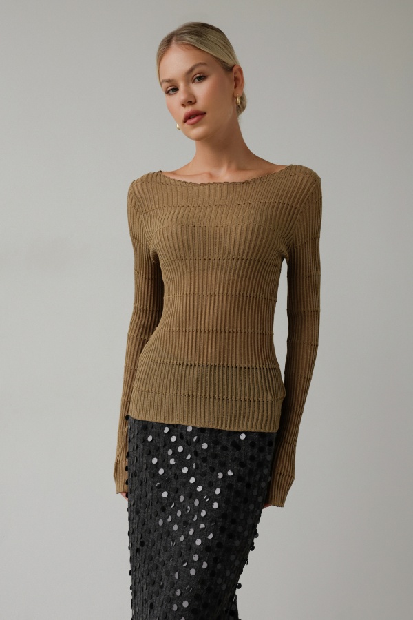 лонгслив (onesize (42-46RU), зелёно-коричневый). Изображение № 1