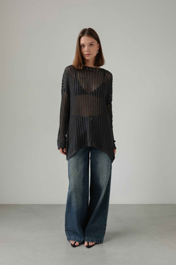 свитер (oversize, тёмно-серый). Изображение № 2