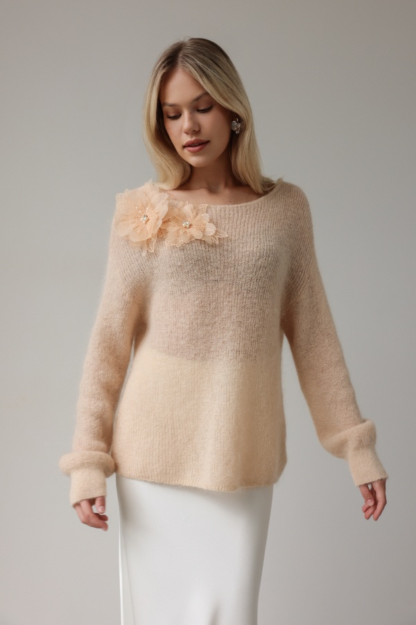 Свитер (onesize (42-46RU), персиковый). Изображение № 3